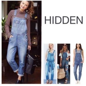 Hidden Jeans Boyfriend Distressed overalls, size S